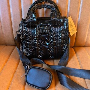 Steve Madden black puffy small tote crossbody new with tags